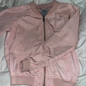 Pink Zip Up Bomber Jacket